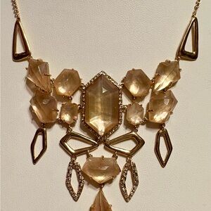 Alexis Bittar Gold Lucite and Crystal Bib Necklace